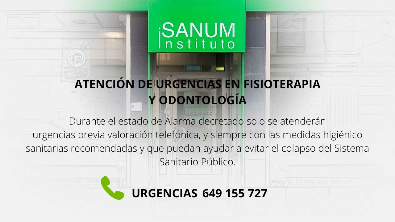 ATENCIÓN DE URGENCIAS EN FISIOTERAPIA Y ODONTOLOGÍA Durante el estado de Alarma decretado solo se atenderán urgencias previa valoración telefónica, y siempre con las medidas higiénico sanitarias recomendadas y que pu